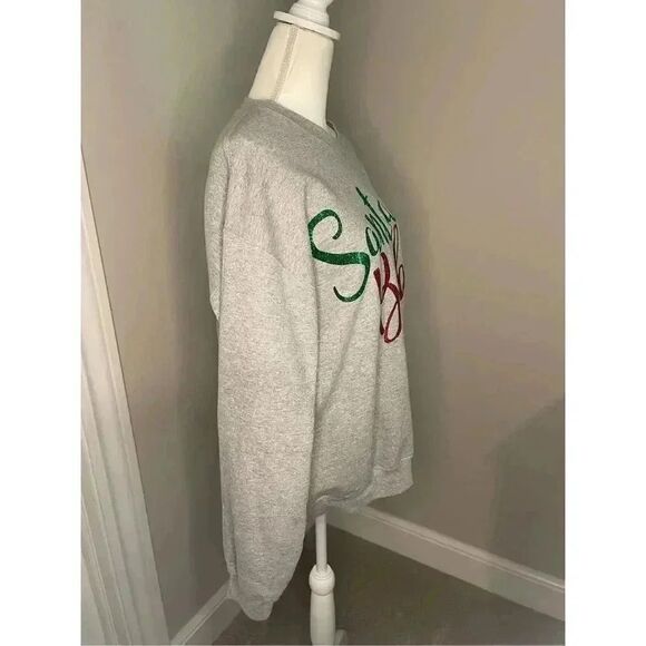 Preowned Santa Baby with baby footprints sweatshirt in size large! - Picture 2 of 4
